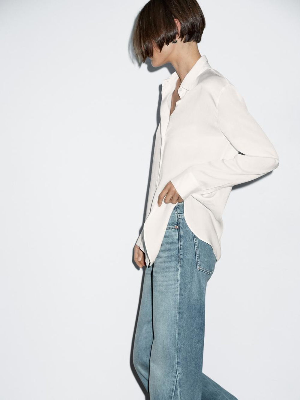 Massimo Dutti Рубашка свободного кроя с рубашечным воротником, белый