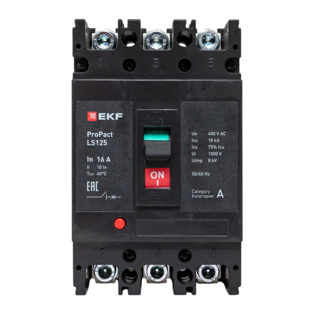 Автоматический выключатель в литом корпусе  EKF mccb-125-18-3-16-ls