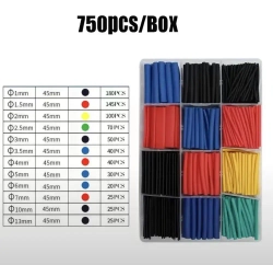 Набор термоусадочных трубок - 750 штук в пластиковом боксе. Термоусадка 1:2