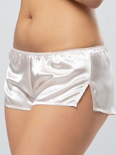 Атласные шортики с разрезами по бокам (Размер: S-M) (Цвет: кремовый)