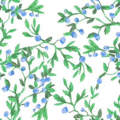 Бесшовный паттерн с черникой восковыми мелками