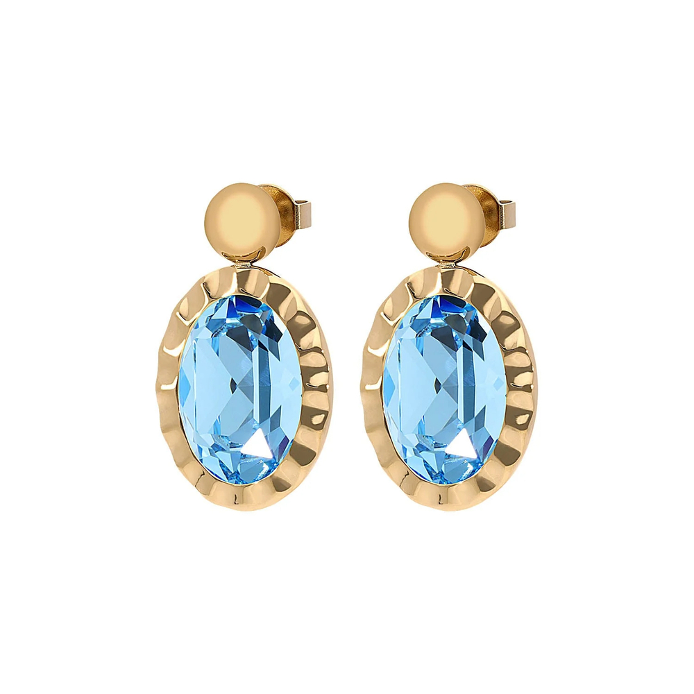Серьги Qudo TIVOLA UNICA big (G/P) Aquamarine 2,65 cm 332028