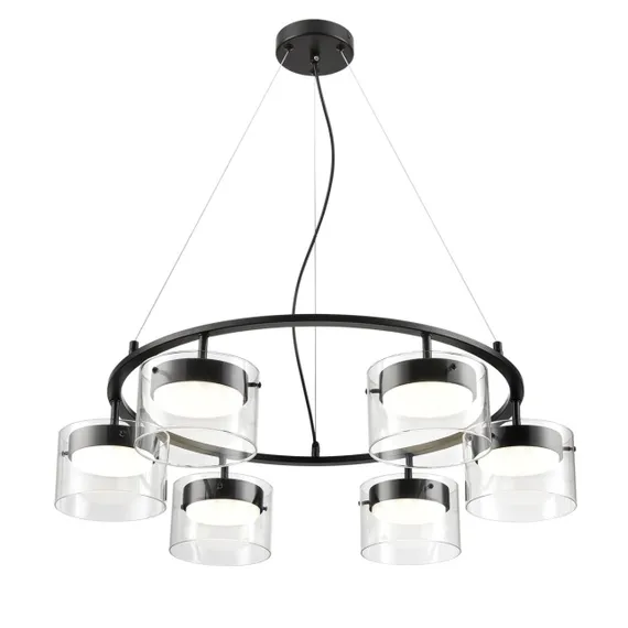 8232/6 COMFI LN25 193 черный/прозрачный, металл/стекло Светильник подвесной LED GX70 6*10W 220V NATALINA