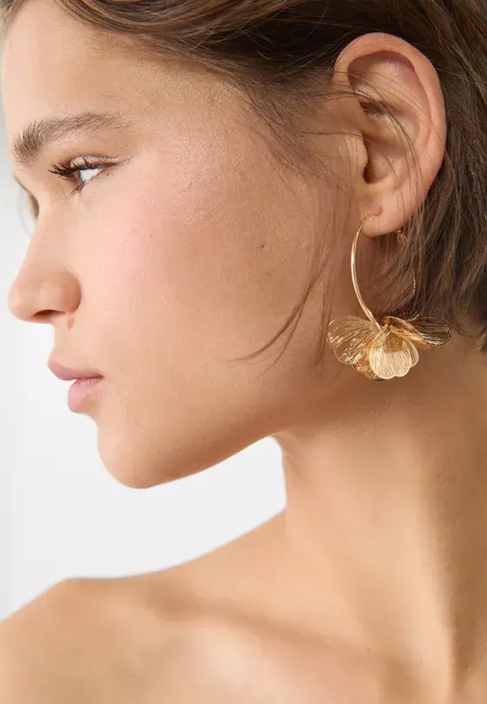 STRADIVARIUS Серьги-кольца с цветами, золотой