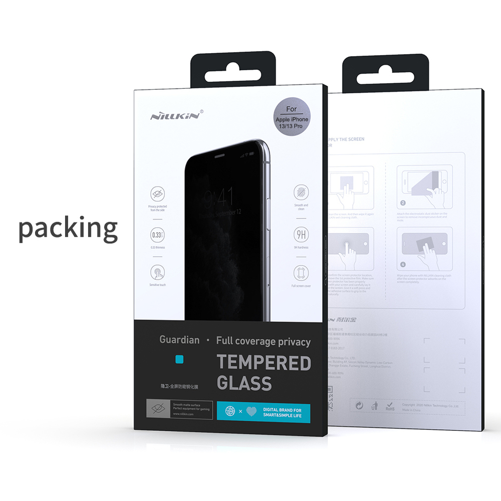Стекло "Антишпион" от Nillkin для смартфона iPhone 13, 13 Pro, 14 и 16e, серия Guardian Privacy Tempered Glass Screen Proetector