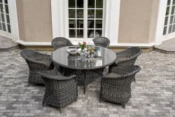 "Эспрессо–150 R" обеденная группа плетеная, цвет графит