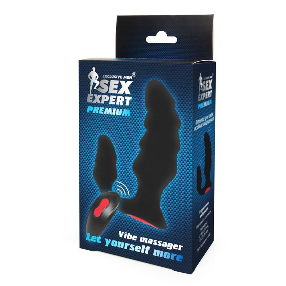 Черный анальный вибростимулятор с пультом ДУ (Цвет: черный)