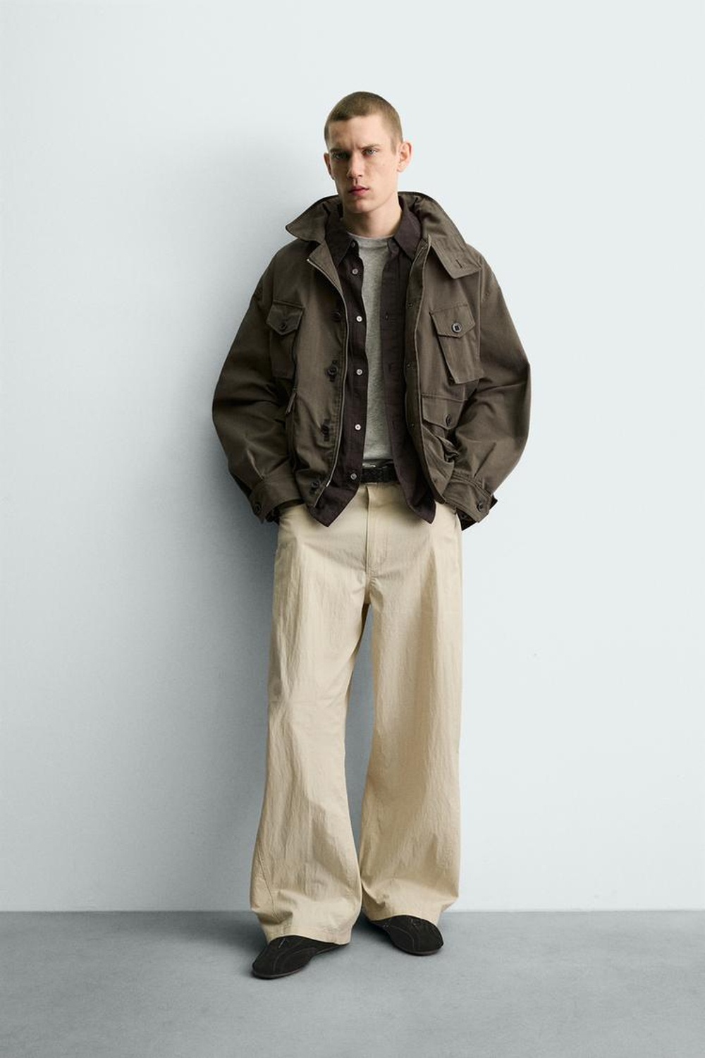 ZARA БРЮКИ CURVED FIT, ЭКРЮ