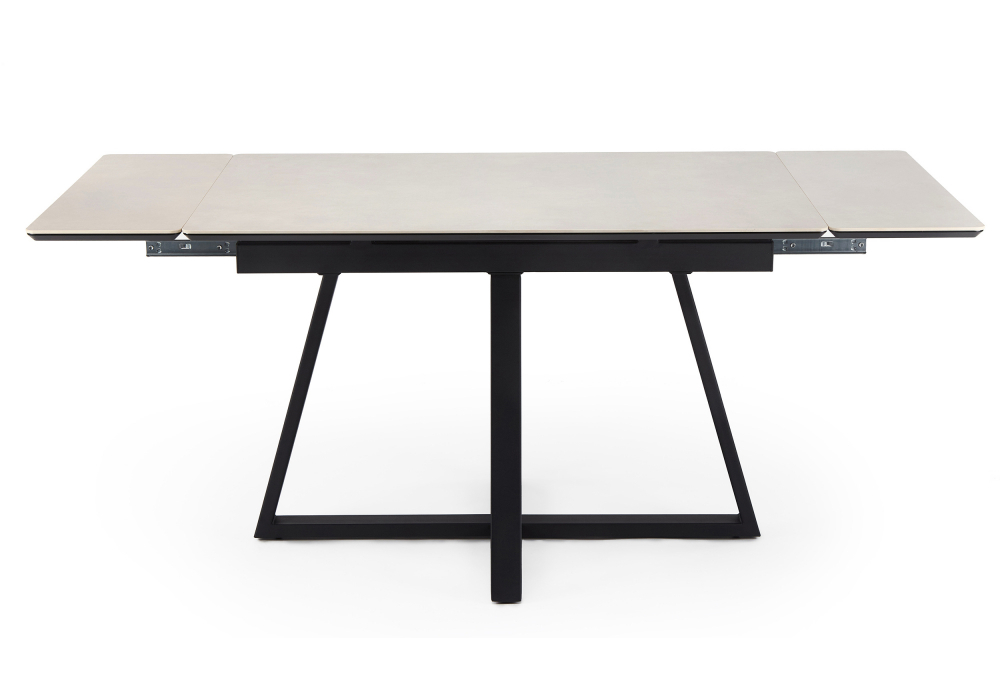 Керамический стол Woodville Памелла 140(200)х80 carmen light grey, черный, ножки черные