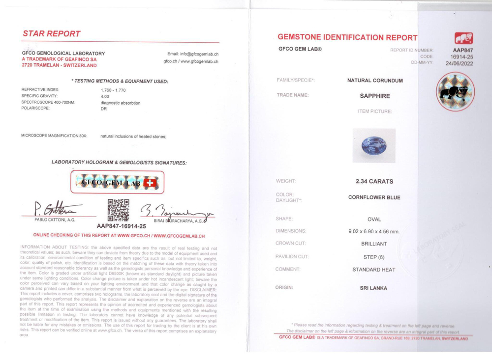 Сапфир, Овал, 3 шт / 6,95 карат, Шри-Ланка