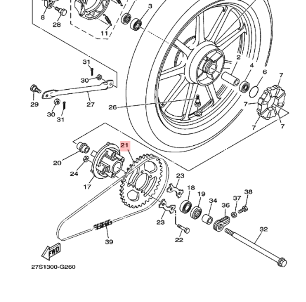 Ведомая звездочка для Yamaha YBR 125