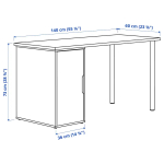 Письменный стол с ящиком - IKEA MITTCIRKEL/ALEX, 140х60 см, под беленый дуб/белый, МИТТКЕРКЕЛ/АЛЕКС ИКЕА