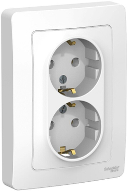 Розетка двухместная скрытой установки BLANCA 16А IP20 250В с заземлением  белая SCHNEIDER ELECTRIC