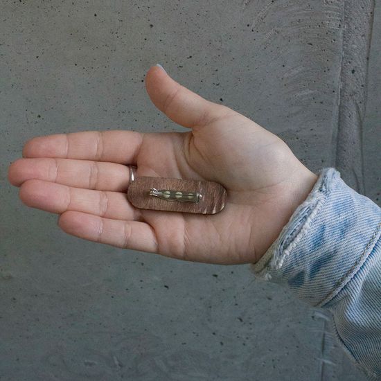 Значок деревянный (брошь) Скейт. Fire Pin