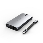 USB-Хаб Satechi On-the-Go (USB-C) (ST-UCMBA) Подключение: съёмный кабель USB-C. Порты: USB-C (PD 100 Вт), USB-C, 2 USB-A 3.2 Gen 1, microSD, SD, HDMI (до 4K 60 Гц), Gigabit Ethernet, VGA