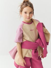 Футболка Колор блок  "Крем-брюле/Орхидея"