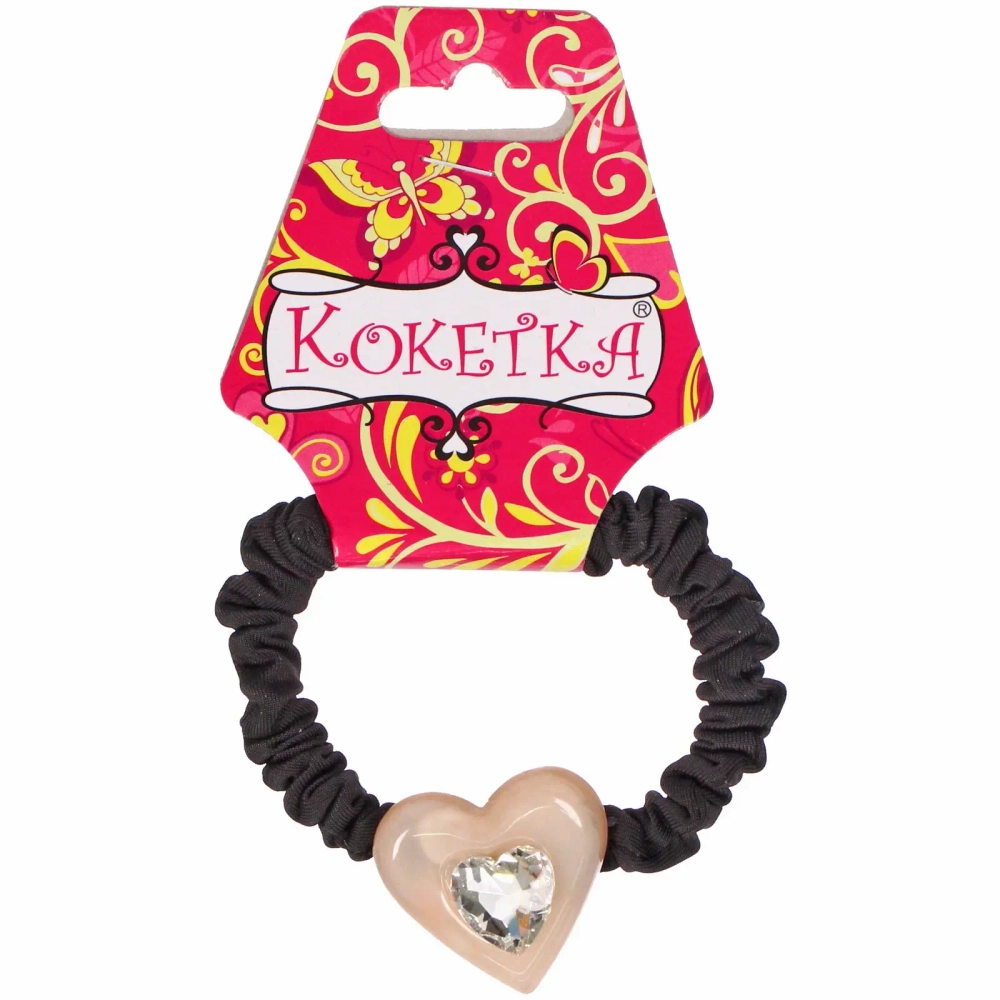 Резинка для волос 1шт «Франка», цвет черный, серце микс, d-5,5см