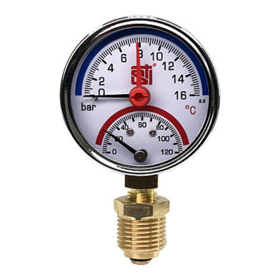 Термоманометр радиальный STI ∅63 120°C 16 bar УП (G½")