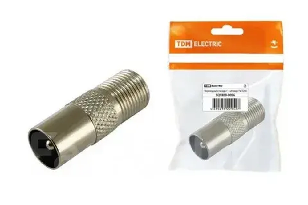 Переходник гнездо F - штекер TV б/п TDM SQ1809-0022