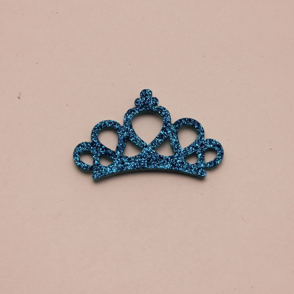 `Патч &quot;Корона с блестками&quot;, 46*31 мм, цвет  голубой (1уп = 5шт)