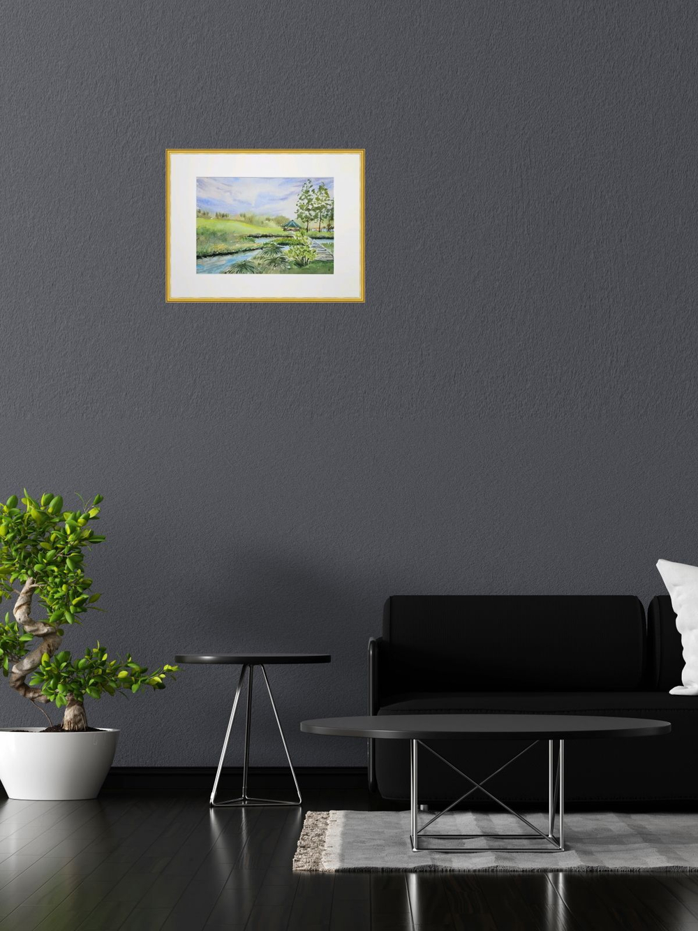 Картина авторская акварельная в паспарту 30х40 см на стену для интерьера "Майское Веребково"