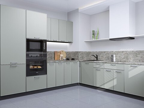 Угловая модульная кухня Квадро-02 Аквамарин - Graphite 2140*2400/2150*600