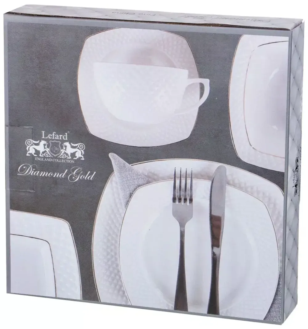 НАБОР ИЗ 2 ТАРЕЛОК ОБЕДЕННЫХ "ДИАМАНД ГОЛД" КВАДРАТ 24,5 СМ