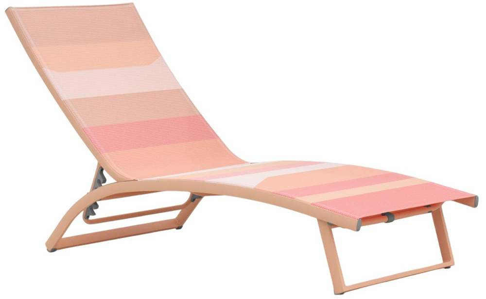 Шезлонг-лежак садовый Филадельфия 192х63см h31/97см, 5 положений, алюминий/текстилен, розовый, 40550