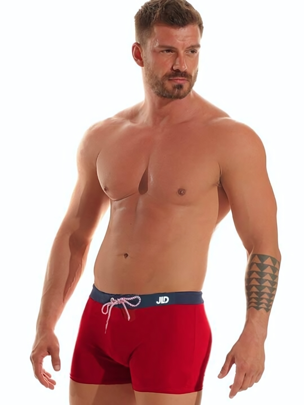 Классические мужские плавки-боксеры с контрастным поясом (Размер: L) (Цвет: темно-синий)