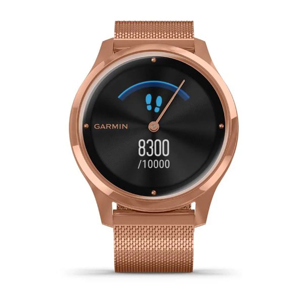 Часы для фитнеса Garmin vivomove Luxe розовое золото PVD 18K с ремешком "миланская петля", 010-02241-24