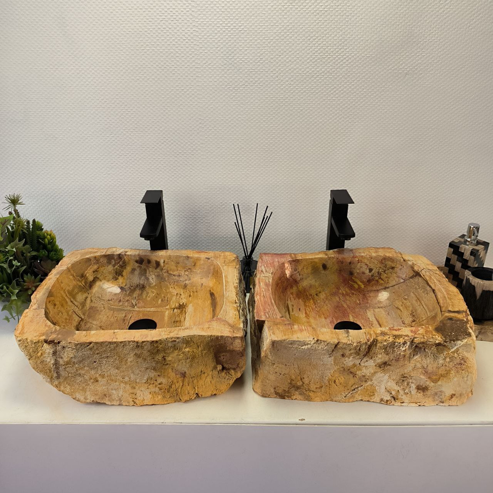 Раковина из окаменелого дерева OD-62447 47*42*15 2шт