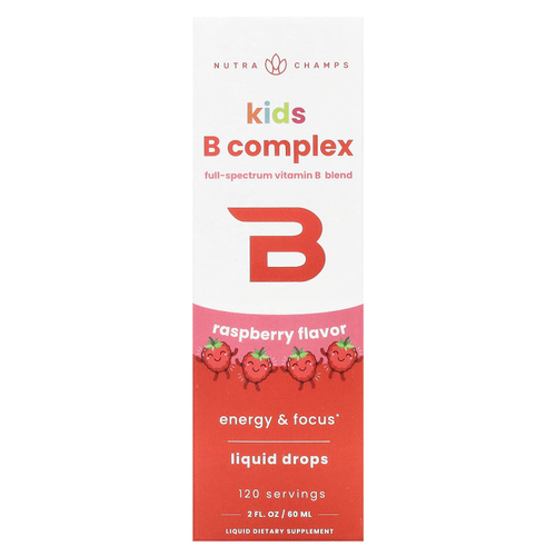 NutraChamps, Kids B Complex, малина, 60 мл (2 жидк. унц.)