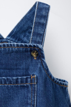 ZARA МЯГКИЙ ДЖИНСОВЫЙ КОМБИНЕЗОН, ВЫЦВЕТШИЙ СИНИЙ