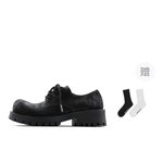 HANQIAORIJI Black Blood Collection Cow Split Leather Casual Shoes Men"s Black