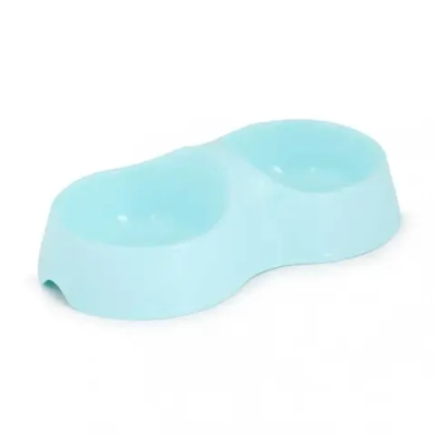 Миска для кошек Мур-мяу 0,2л двойная (голубой) (комплект 34 шт)