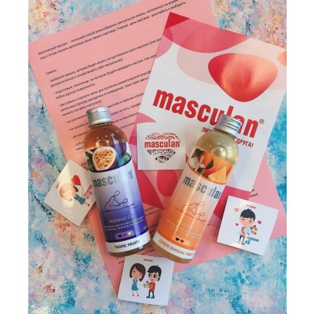 Массажное масло расслабляющее с ароматом тропических фруктов Masculan 200 мл