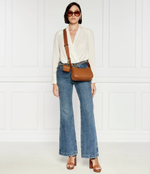 Кожаная сумка через плечо + поясная сумка Michael Kors - коричневый(32T4GJ6C6T)