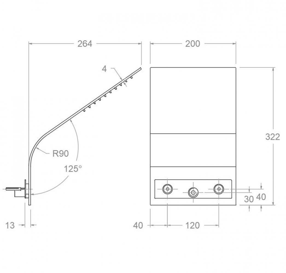 Излив душевой настенный тропический HYDROTHERAPY RIKSNM черный