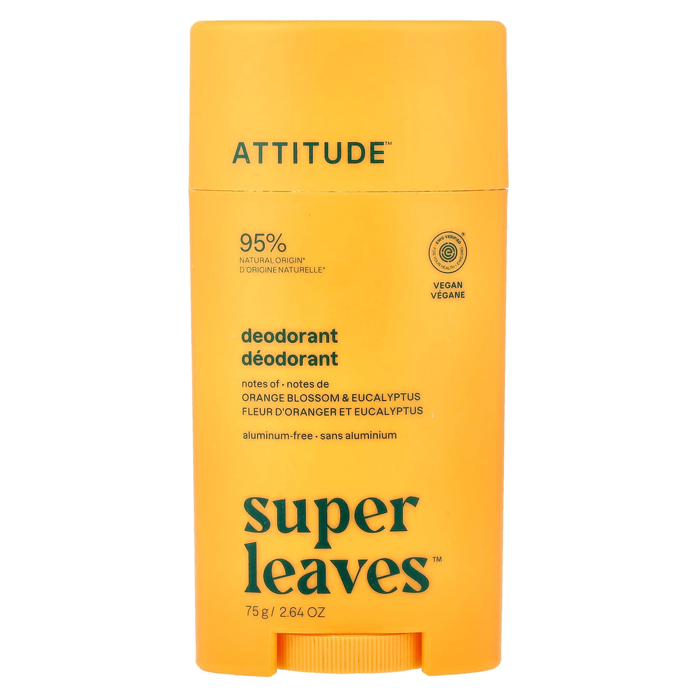 ATTITUDE, Super Leaves™, дезодорант-стик, цветок апельсина и эвкалипт, 75 г (2,64 унции)