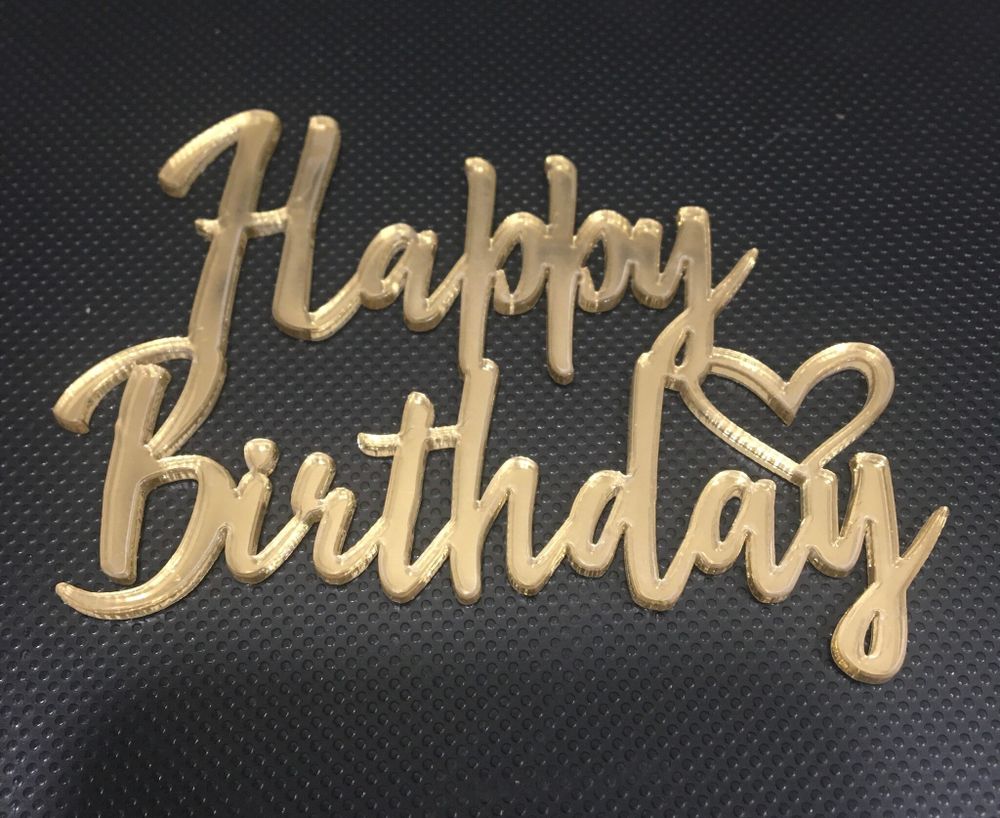 Бенто-топпер / Happy birthday B1, зеркальный ЗОЛОТО