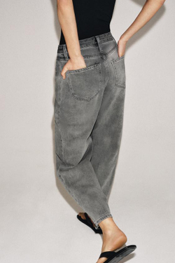 ZARA ДЖИНСЫ ZW COLLECTION ANKLE RELAXED СО СРЕДНЕЙ ПОСАДКОЙ, СЕРЫЙ