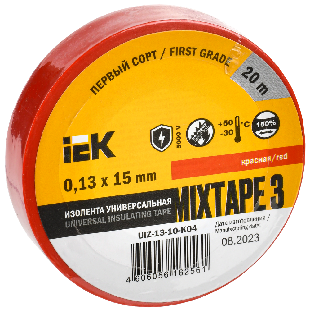 MIXTAPE 3 Изолента 0,13х15мм красная 20м IEK