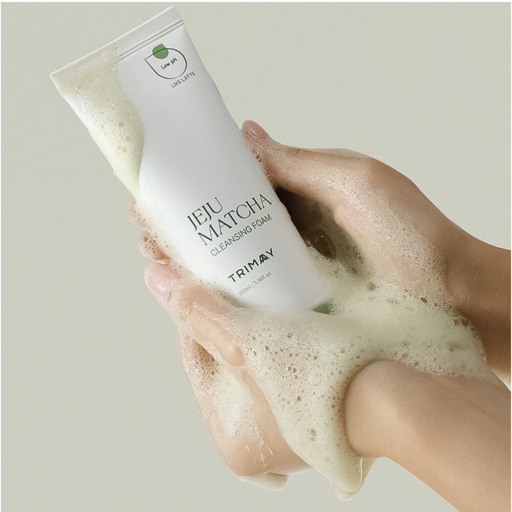 Слабокислотная пенка для умывания с чаем матча Trimay Jeju Matcha Low pH Cleansing Foam, 100 мл