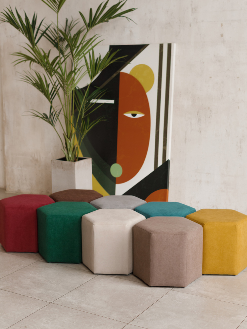 Пуф Сота Велюр Желтый