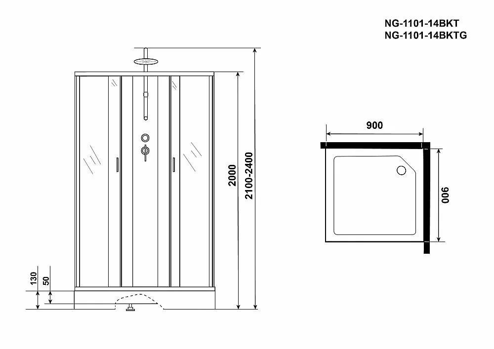 Душевая кабина Niagara Classic NG-1101-14BKT 90x90
