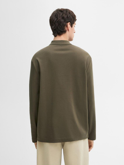 Massimo Dutti Свитер поло из хлопкового трикотажа, хаки
