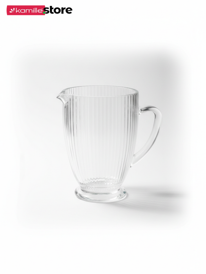 Кувшин стеклянный 1 л. на ножке, стекло вертикальные полосы