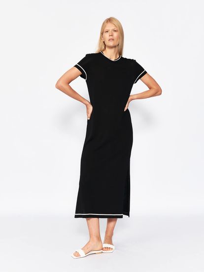 Женское платье черного цвета из шелка и вискозы - фото 2