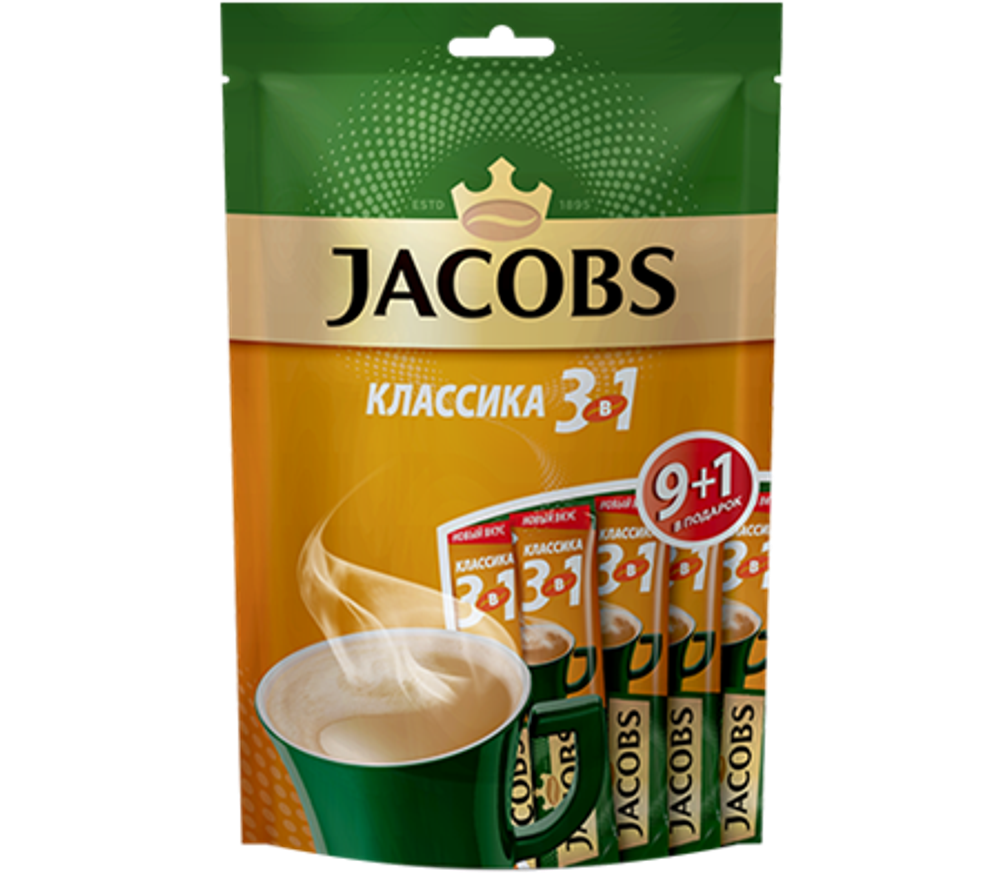 Растворимый кофе Jacobs 3 в 1 Классика, в стиках, 24 шт