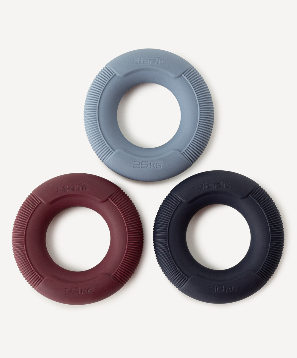 Эспандеры кистевые ES-406 Кольцо, 25, 30, 35 кг, силикагель, 3 шт